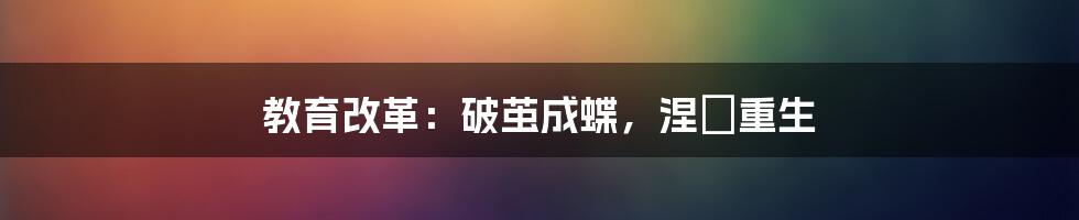 教育改革:破茧成蝶,涅槃重生