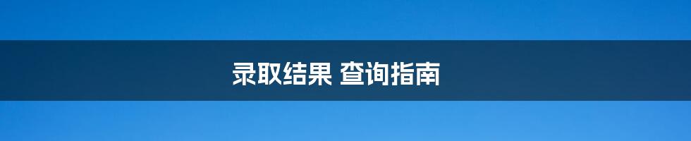 录取结果 查询指南