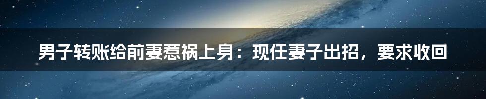 男子转账给前妻惹祸上身:现任妻子出招,要求收回
