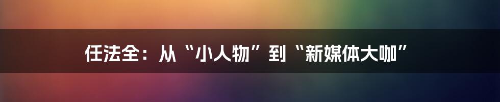 任法全：从“小人物”到“新媒体大咖”