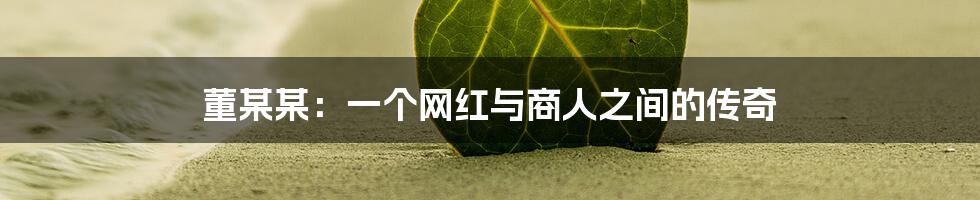 董某某：一个网红与商人之间的传奇