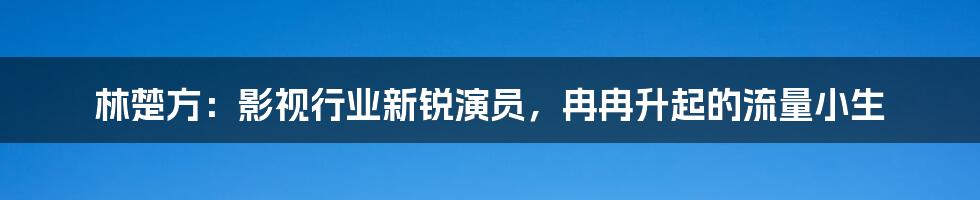 林楚方:影视行业新锐演员,冉冉升起的流量小生