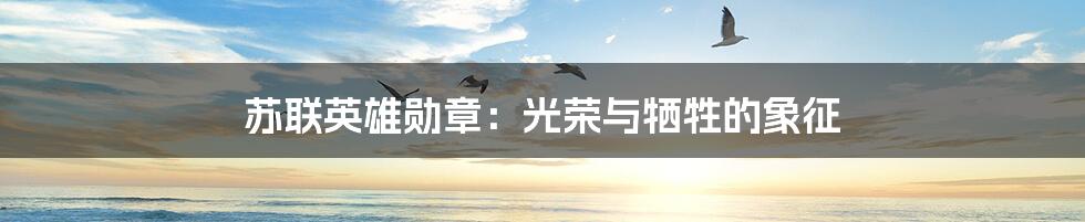 苏联英雄勋章:光荣与牺牲的象征