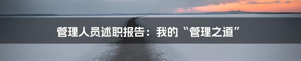 管理人员述职报告:我的“管理之道”