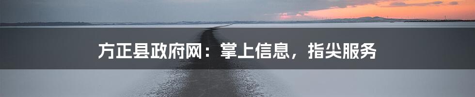 方正县政府网：掌上信息，指尖服务