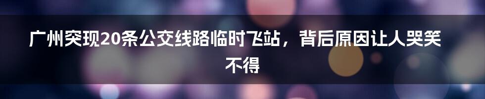 广州突现20条公交线路临时飞站,背后原因让人哭笑不得