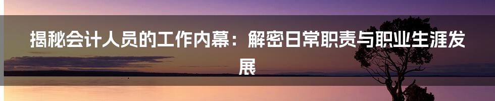 揭秘会计人员的工作内幕:解密日常职责与职业生涯发展