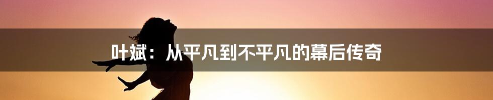 叶斌：从平凡到不平凡的幕后传奇