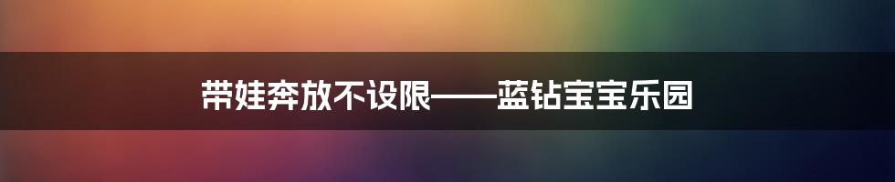 带娃奔放不设限——蓝钻宝宝乐园