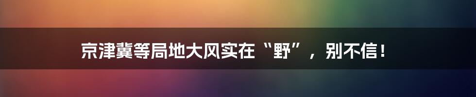 京津冀等局地大风实在“野”，别不信！