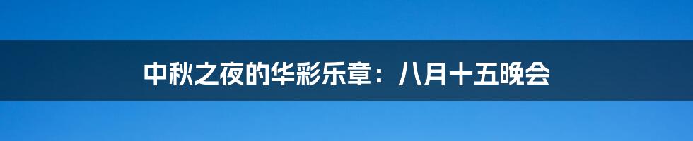 中秋之夜的华彩乐章：八月十五晚会