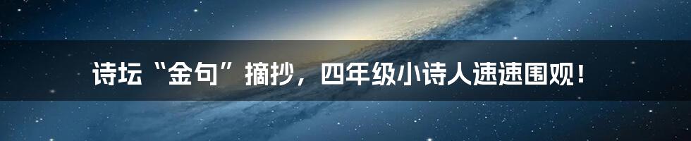 诗坛“金句”摘抄,四年级小诗人速速围观!