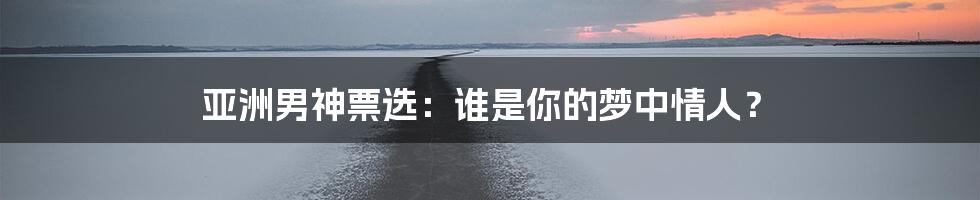 亚洲男神票选:谁是你的梦中情人?