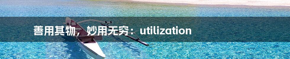 善用其物，妙用无穷：utilization