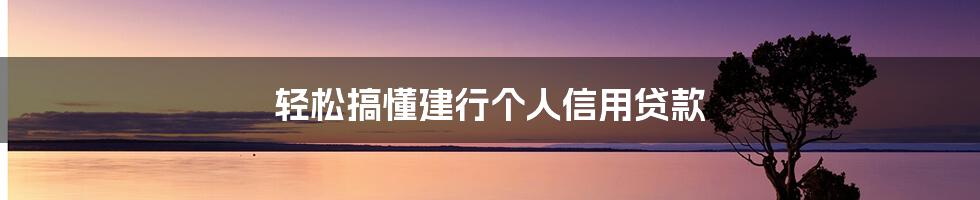 轻松搞懂建行个人信用贷款