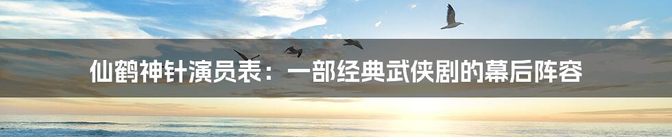 仙鹤神针演员表：一部经典武侠剧的幕后阵容