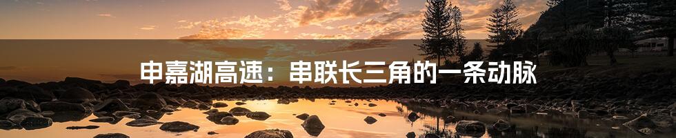申嘉湖高速：串联长三角的一条动脉