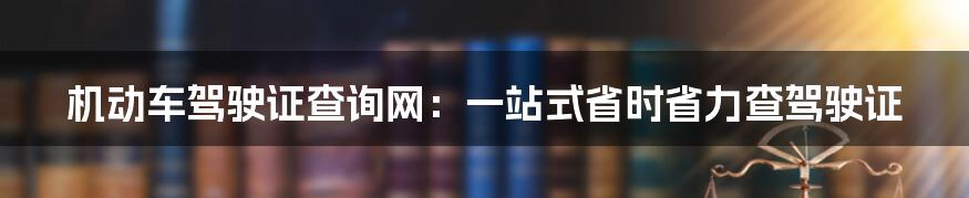 机动车驾驶证查询网：一站式省时省力查驾驶证