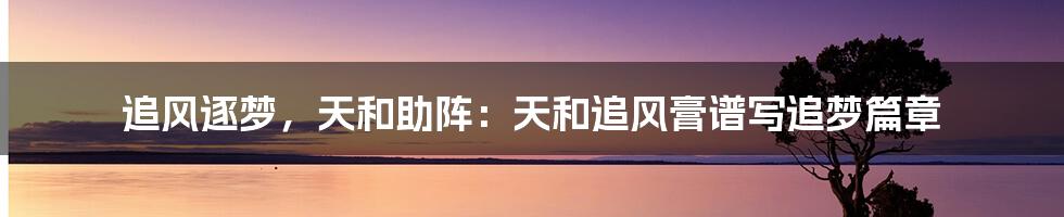 追风逐梦,天和助阵:天和追风膏谱写追梦篇章