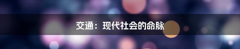 交通:现代社会的命脉