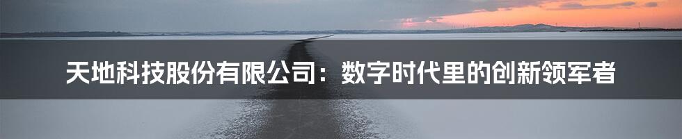 天地科技股份有限公司：数字时代里的创新领军者