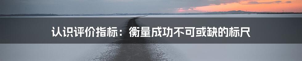 认识评价指标:衡量成功不可或缺的标尺