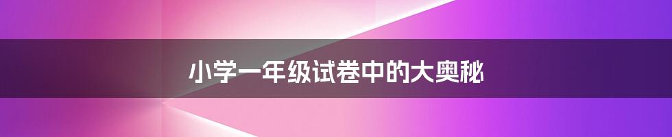 小学一年级试卷中的大奥秘