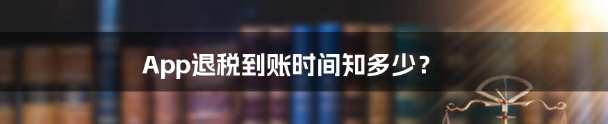 App退税到账时间知多少?