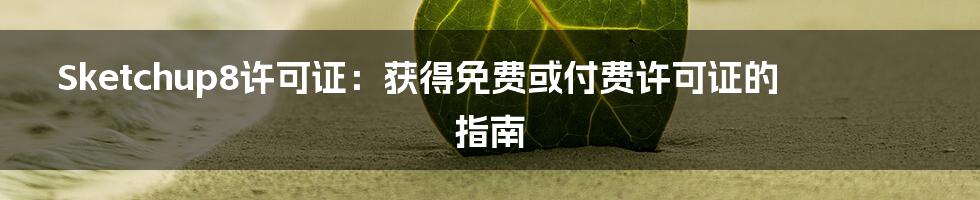 Sketchup8许可证:获得免费或付费许可证的指南
