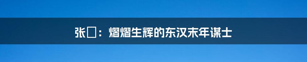 张纮:熠熠生辉的东汉末年谋士