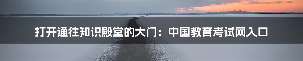 打开通往知识殿堂的大门:中国教育考试网入口