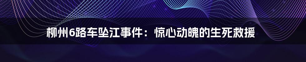 柳州6路车坠江事件:惊心动魄的生死救援