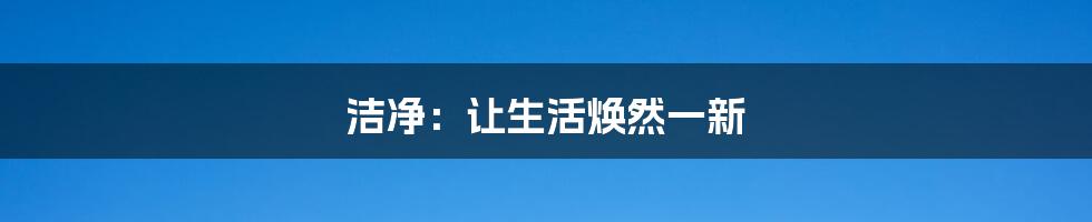 洁净:让生活焕然一新