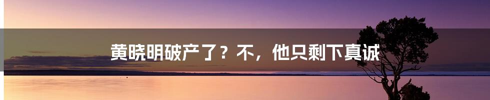 黄晓明破产了?不,他只剩下真诚