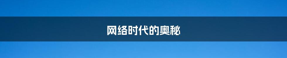 网络时代的奥秘