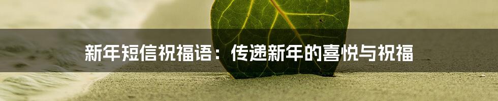 新年短信祝福语：传递新年的喜悦与祝福