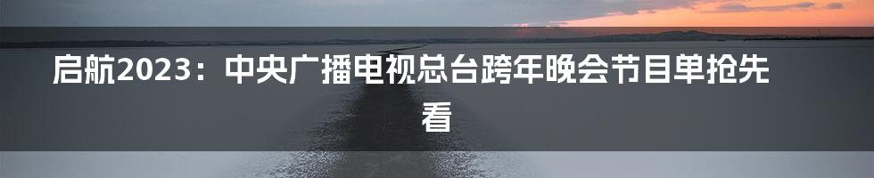 启航2023:中央广播电视总台跨年晚会节目单抢先看