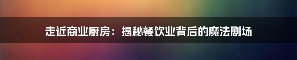 走近商业厨房:揭秘餐饮业背后的魔法剧场
