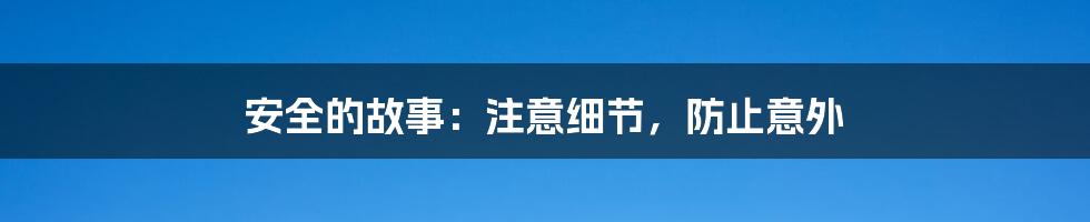 安全的故事：注意细节，防止意外