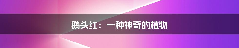 鹅头红:一种神奇的植物