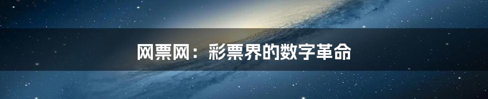 网票网:彩票界的数字革命