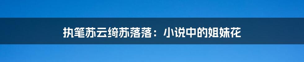 执笔苏云绮苏落落：小说中的姐妹花