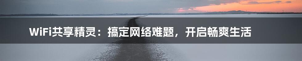WiFi共享精灵:搞定网络难题,开启畅爽生活
