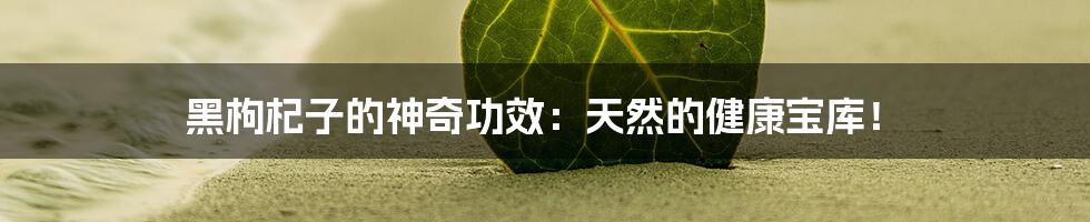 黑枸杞子的神奇功效：天然的健康宝库！