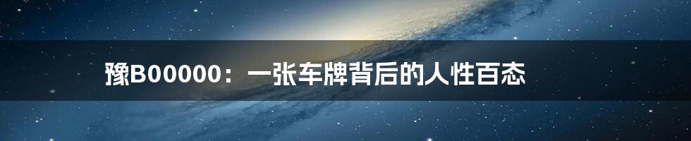 豫B00000:一张车牌背后的人性百态