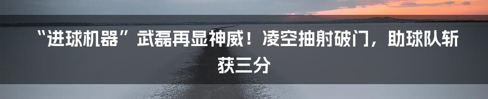 “进球机器”武磊再显神威!凌空抽射破门,助球队斩获三分
