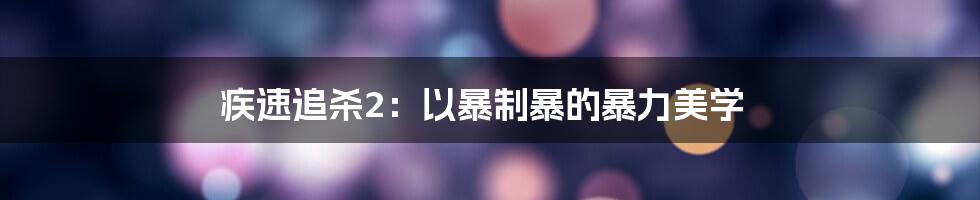 疾速追杀2：以暴制暴的暴力美学