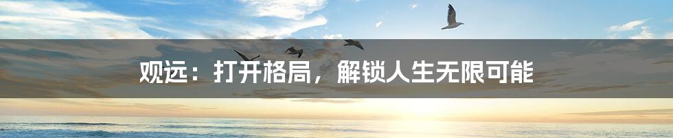 观远:打开格局,解锁人生无限可能