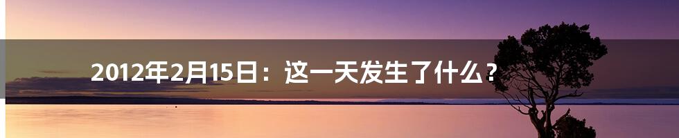 2012年2月15日:这一天发生了什么?