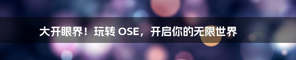 大开眼界!玩转 OSE,开启你的无限世界